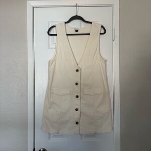 Cream Corduroy Vest Dress
